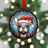French Bulldog Grey in Santa Hat Suncatcher Decoration